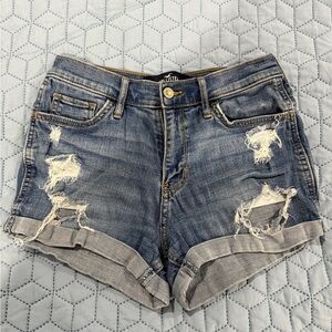 Hollister Women's Ripped Jean Shorts - Blue